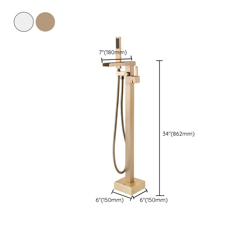 Floor Mounted Metal Freestanding Tub Filler Swivel Freestanding Faucet with Hose Clearhalo 'Bathroom Remodel & Bathroom Fixtures' 'Bathtub Faucets' 'bathtub_faucets' 'Home Improvement' 'home_improvement' 'home_improvement_bathtub_faucets' 1200x1200_bac6f709-38e8-448c-8fbc-82a49ae4e99c