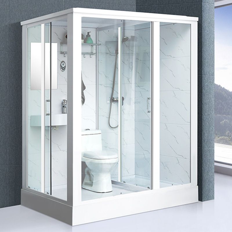 Linear Sliding Shower Enclosure Metal Framed Shower Enclosure with Tempered Glass Clearhalo 'Bathroom Remodel & Bathroom Fixtures' 'Home Improvement' 'home_improvement' 'home_improvement_shower_stalls_enclosures' 'Shower Stalls & Enclosures' 'shower_stalls_enclosures' 'Showers & Bathtubs' 1200x1200_bac987c2-a7c3-423a-8a4e-37e936b2a20f