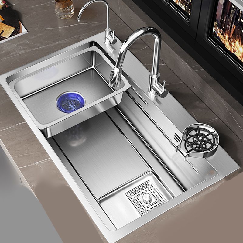 Modern Kitchen Sink Stainless Rectangular Pull-out Faucet Kitchen Sink Clearhalo 'Home Improvement' 'home_improvement' 'home_improvement_kitchen_sinks' 'Kitchen Remodel & Kitchen Fixtures' 'Kitchen Sinks & Faucet Components' 'Kitchen Sinks' 'kitchen_sinks' 1200x1200_bacefa4c-eab6-4ee1-aa51-4ac2c3674c7b