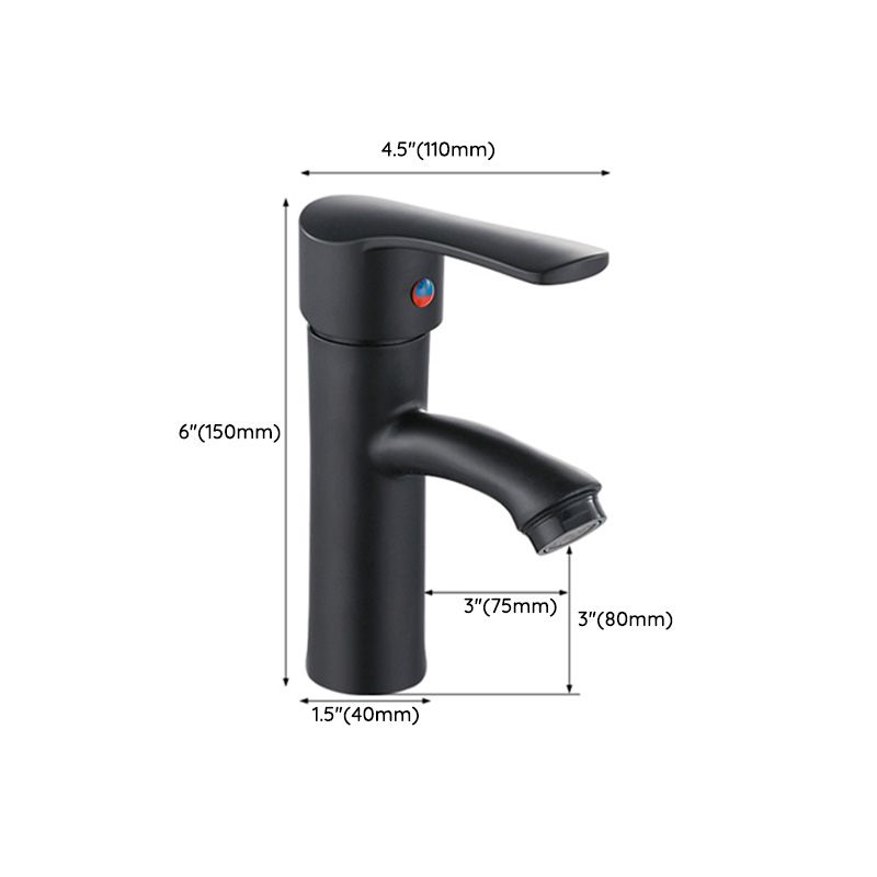 Contemporary Faucet Brass Black Bathroom Lever Handle Single Hole Sink Faucet Clearhalo 'Bathroom Remodel & Bathroom Fixtures' 'Bathroom Sink Faucets' 'Bathroom Sinks & Faucet Components' 'bathroom_sink_faucets' 'Home Improvement' 'home_improvement' 'home_improvement_bathroom_sink_faucets' 1200x1200_baf00ee4-e7cc-484c-afc4-b97ee875266b