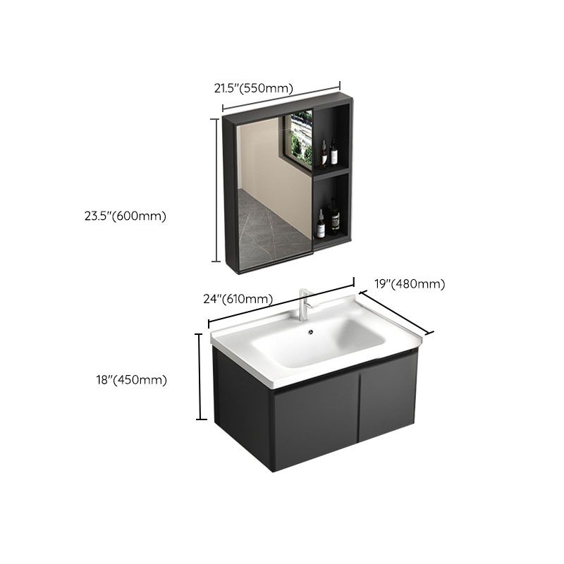 Aluminum Bathroom Vanity Set Doors Wall Mounted Doors Grey Single Sink with Mirror Clearhalo 'Bathroom Remodel & Bathroom Fixtures' 'Bathroom Vanities' 'bathroom_vanities' 'Home Improvement' 'home_improvement' 'home_improvement_bathroom_vanities' 1200x1200_baf398d7-f1d5-4b72-ab38-e8eccec71560