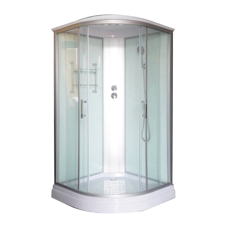 Double Sliding Shower Stall Semi-Frameless 82.5" H Shower Stall in White Clearhalo 'Bathroom Remodel & Bathroom Fixtures' 'Home Improvement' 'home_improvement' 'home_improvement_shower_stalls_enclosures' 'Shower Stalls & Enclosures' 'shower_stalls_enclosures' 'Showers & Bathtubs' 1200x1200_baf3a496-9cd9-4849-a56e-3d9a4b524463