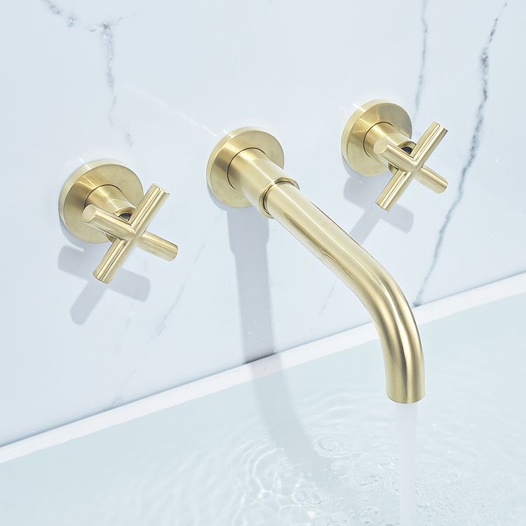 Traditioal Brass Roman Tub Faucet with 2 Cross Handles Tub Faucet Clearhalo 'Bathroom Remodel & Bathroom Fixtures' 'Bathroom Sink Faucets' 'Bathroom Sinks & Faucet Components' 'bathroom_sink_faucets' 'Home Improvement' 'home_improvement' 'home_improvement_bathroom_sink_faucets' 1200x1200_bb01496a-ed14-460e-8294-17a351379b32