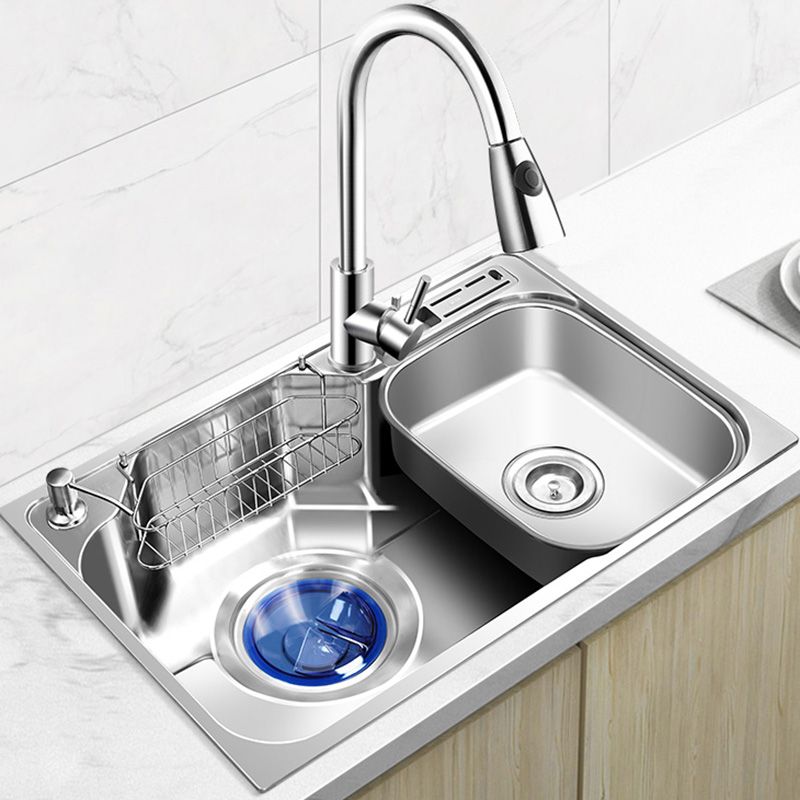 Contemporary Style Kitchen Sink Pure Color Stainless Steel 2 Holes Drop-In Kitchen Sink Clearhalo 'Home Improvement' 'home_improvement' 'home_improvement_kitchen_sinks' 'Kitchen Remodel & Kitchen Fixtures' 'Kitchen Sinks & Faucet Components' 'Kitchen Sinks' 'kitchen_sinks' 1200x1200_bb0f838c-17ec-42fb-a37d-4e843e7892df