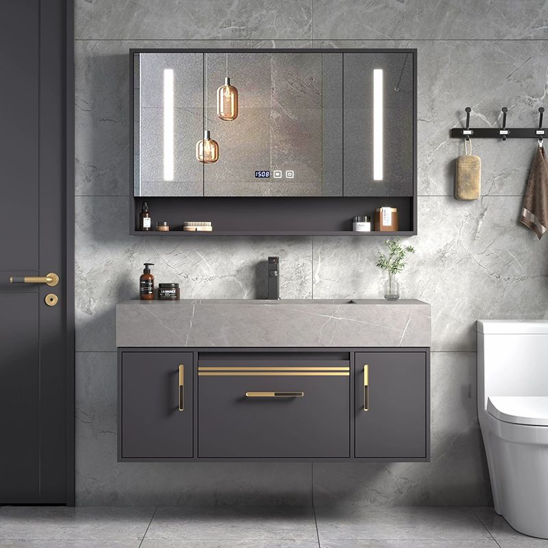 Modern Wall Mount Wood Bathroom Vanity Set in Grey with Mirror Doors Clearhalo 'Bathroom Remodel & Bathroom Fixtures' 'Bathroom Vanities' 'bathroom_vanities' 'Home Improvement' 'home_improvement' 'home_improvement_bathroom_vanities' 1200x1200_bb1913cb-94ee-46f4-86d3-9e0d3fc50ddd