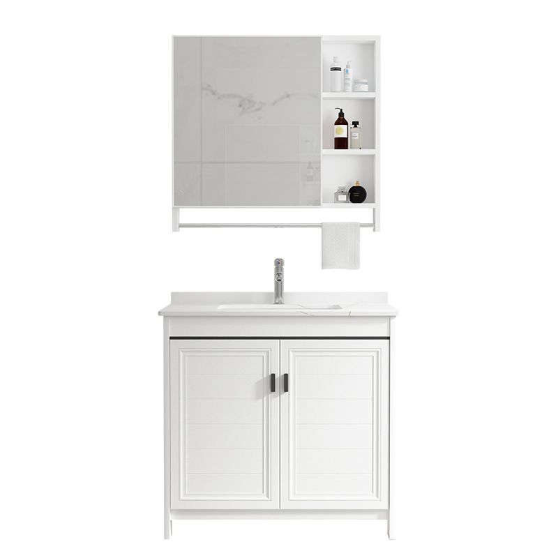 Freestanding Bathroom Vanity Single Sink White Modern Rectangular Vanity Set Clearhalo 'Bathroom Remodel & Bathroom Fixtures' 'Bathroom Vanities' 'bathroom_vanities' 'Home Improvement' 'home_improvement' 'home_improvement_bathroom_vanities' 1200x1200_bb26d2eb-6765-47f5-97c0-b75d5b7b0334