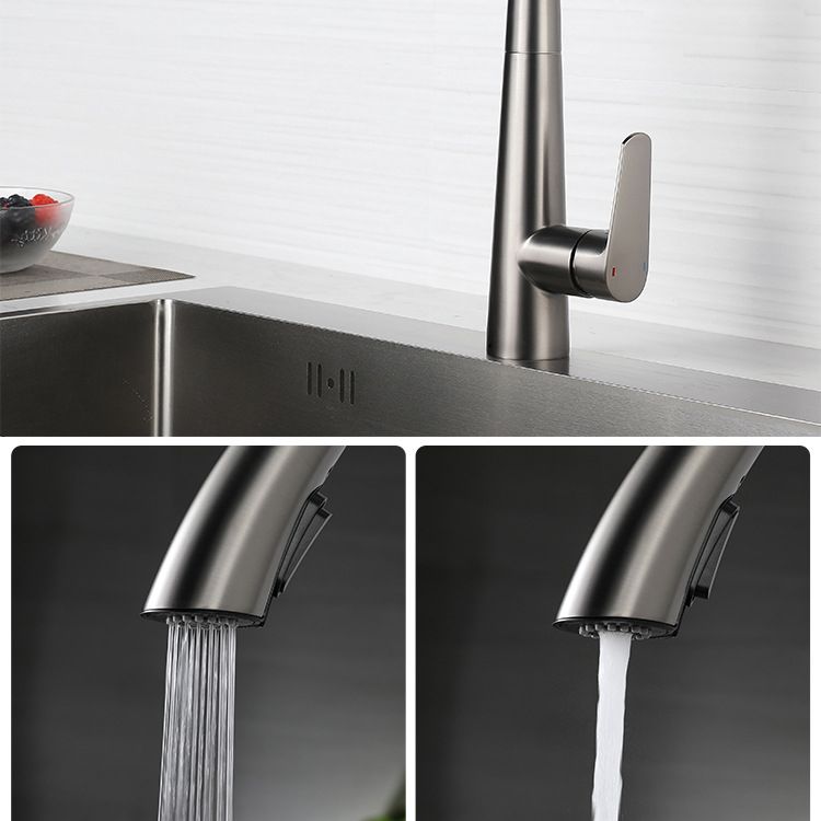 Contemporary Pull Down Kitchen Standard Faucet Single Handle Faucet with Pull Out Sprayer Clearhalo 'Home Improvement' 'home_improvement' 'home_improvement_kitchen_faucets' 'Kitchen Faucets' 'Kitchen Remodel & Kitchen Fixtures' 'Kitchen Sinks & Faucet Components' 'kitchen_faucets' 1200x1200_bb2f2131-904e-4be8-bfec-e7b7bd5d0a68
