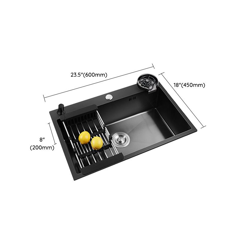 Black Stainless Steel Kitchen Sink Single Bowl Sink with Basket Strainer Clearhalo 'Home Improvement' 'home_improvement' 'home_improvement_kitchen_sinks' 'Kitchen Remodel & Kitchen Fixtures' 'Kitchen Sinks & Faucet Components' 'Kitchen Sinks' 'kitchen_sinks' 1200x1200_bb34c27b-a1db-4ccb-8fb4-fed0204ae50d