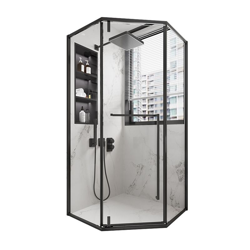 Shower Stall Black Semi-Frameless Black Corner Neo-Angle Shower Stall Clearhalo 'Bathroom Remodel & Bathroom Fixtures' 'Home Improvement' 'home_improvement' 'home_improvement_shower_stalls_enclosures' 'Shower Stalls & Enclosures' 'shower_stalls_enclosures' 'Showers & Bathtubs' 1200x1200_bb792b92-b4fa-4e18-a37a-e74dc3eb4123