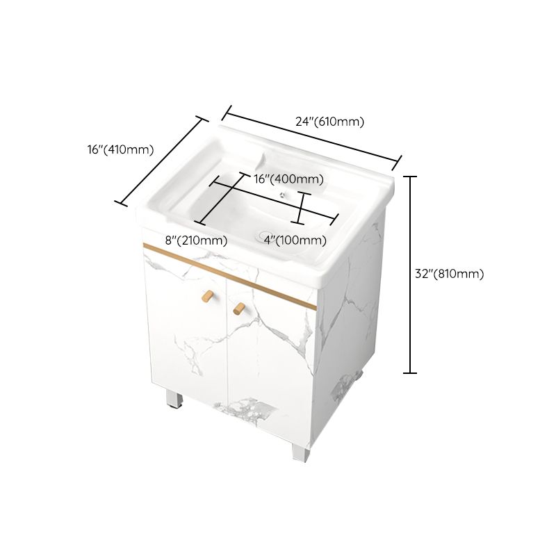 Rectangle Vanity Set White Single Sink Mirror Freestanding Bathroom Vanity with Door Clearhalo 'Bathroom Remodel & Bathroom Fixtures' 'Bathroom Vanities' 'bathroom_vanities' 'Home Improvement' 'home_improvement' 'home_improvement_bathroom_vanities' 1200x1200_bb927756-a6c9-4f71-8085-d19efead4c2f