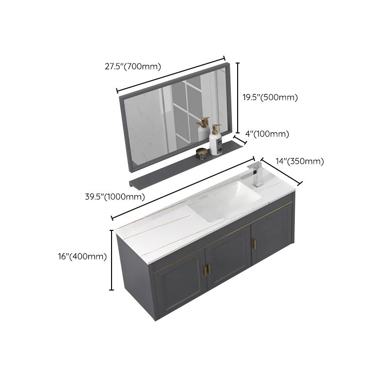 Glam Single Sink Vanity Wall Mount Metal Base Rectangular Bath Vanity Clearhalo 'Bathroom Remodel & Bathroom Fixtures' 'Bathroom Vanities' 'bathroom_vanities' 'Home Improvement' 'home_improvement' 'home_improvement_bathroom_vanities' 1200x1200_bb9575b1-c004-447a-b60c-485fdeb70aee