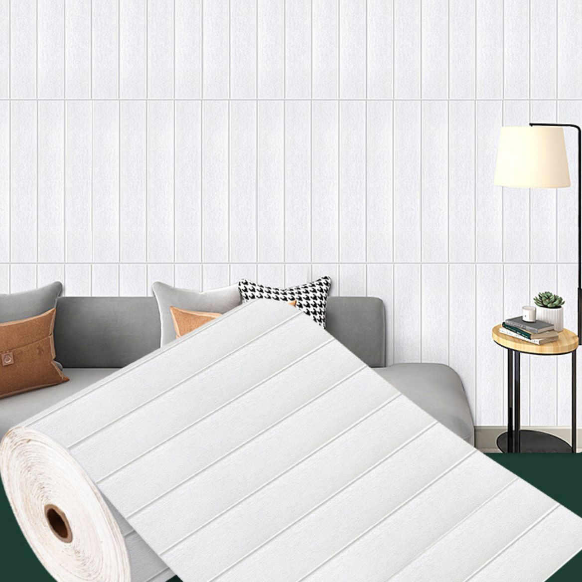 Modern Pearl Wainscoting PVC Wall Access Panel Peel and Stick Foam Baseboard Clearhalo 'Flooring 'Home Improvement' 'home_improvement' 'home_improvement_wall_paneling' 'Wall Paneling' 'wall_paneling' 'Walls & Ceilings' Walls and Ceiling' 1200x1200_bba81984-41ff-45aa-ad13-b01ba0403601