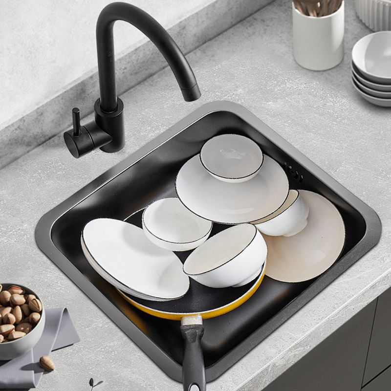Contemporary Stainless Steel Sink in black with Strainer Drop-In Kitchen Sink Clearhalo 'Home Improvement' 'home_improvement' 'home_improvement_kitchen_sinks' 'Kitchen Remodel & Kitchen Fixtures' 'Kitchen Sinks & Faucet Components' 'Kitchen Sinks' 'kitchen_sinks' 1200x1200_bba8ec1f-9670-4a49-81a7-d428de6b8964