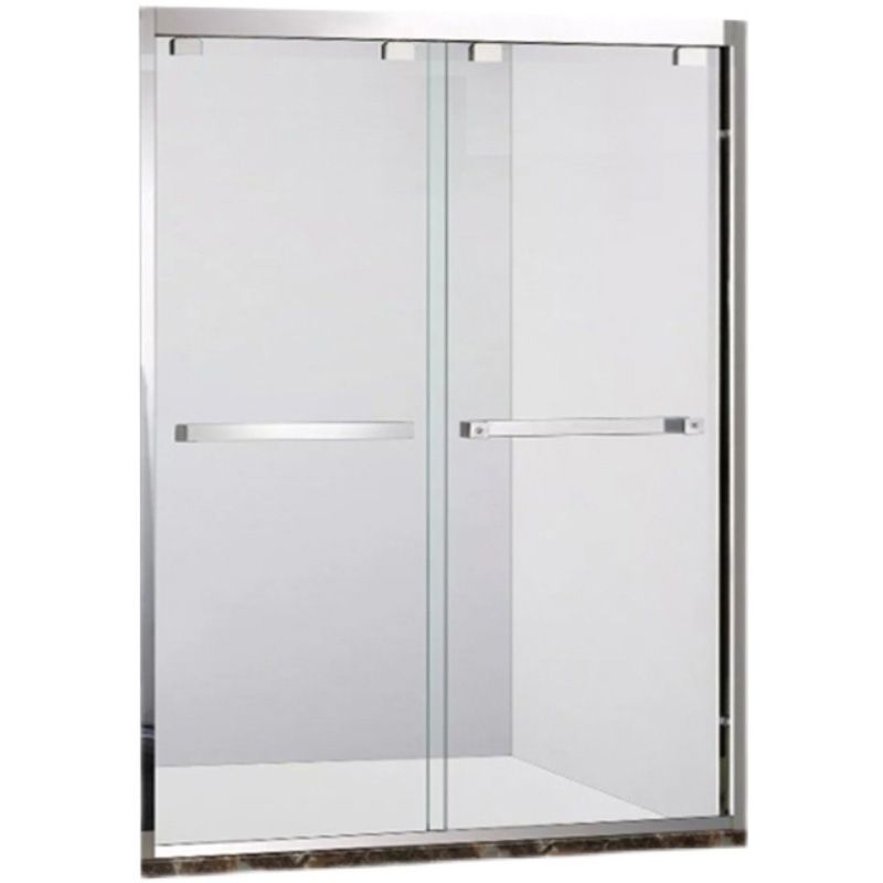 Semi Frameless Dual Move Shower Screen Clear Glass Shower Door Clearhalo 'Bathroom Remodel & Bathroom Fixtures' 'Home Improvement' 'home_improvement' 'home_improvement_shower_tub_doors' 'Shower and Tub Doors' 'shower_tub_doors' 'Showers & Bathtubs' 1200x1200_bbc2d801-fd3a-42f0-8dbc-f890ca8c672a