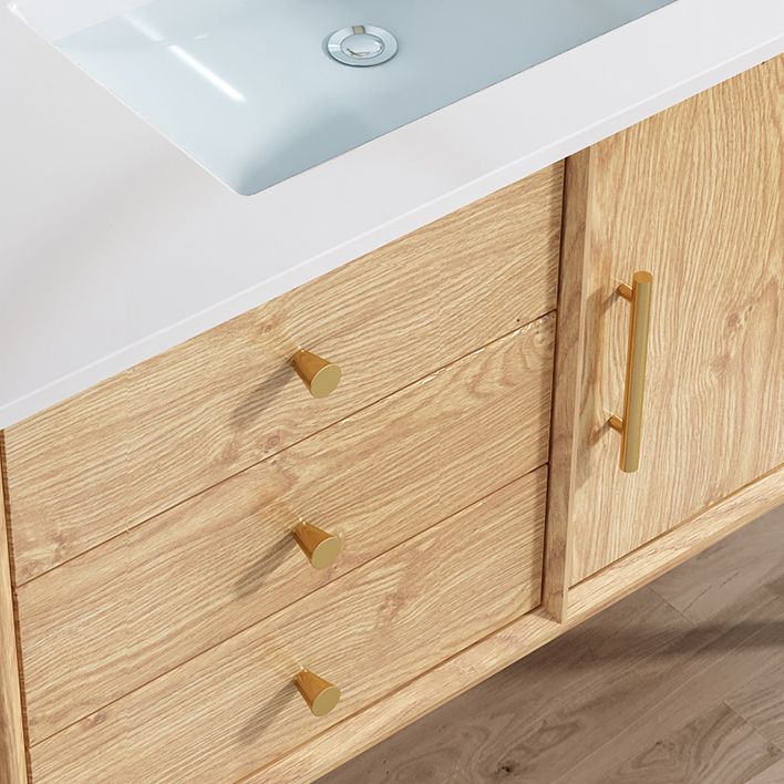 Wood Freestanding Vanity Set Drawers Rectangle Single Sink Bathroom Vanity with Mirror Clearhalo 'Bathroom Remodel & Bathroom Fixtures' 'Bathroom Vanities' 'bathroom_vanities' 'Home Improvement' 'home_improvement' 'home_improvement_bathroom_vanities' 1200x1200_bbcfad31-9407-406a-b78b-d3137a2fe303