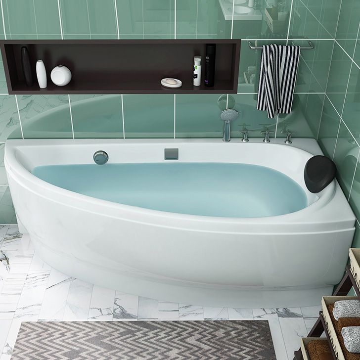 Acrylic Corner Bathtub Soaking White Modern Back to Wall Bath Clearhalo 'Bathroom Remodel & Bathroom Fixtures' 'Bathtubs' 'Home Improvement' 'home_improvement' 'home_improvement_bathtubs' 'Showers & Bathtubs' 1200x1200_bbf9cf52-c47f-41a5-935e-a6249b3cae2f