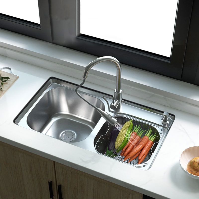 Modern Style Kitchen Sink Stainless Steel Noise-cancelling Design Kitchen Double Sink Clearhalo 'Home Improvement' 'home_improvement' 'home_improvement_kitchen_sinks' 'Kitchen Remodel & Kitchen Fixtures' 'Kitchen Sinks & Faucet Components' 'Kitchen Sinks' 'kitchen_sinks' 1200x1200_bbfeb0a8-6982-45c1-b185-f61603dd14f0