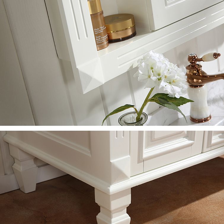 2 Doors Vanity Wood Frame Mirror Freestanding Oval Single Sink Drawers Bath Vanity Clearhalo 'Bathroom Remodel & Bathroom Fixtures' 'Bathroom Vanities' 'bathroom_vanities' 'Home Improvement' 'home_improvement' 'home_improvement_bathroom_vanities' 1200x1200_bc073ef0-c0c7-4d48-9185-b18b98fa95a1