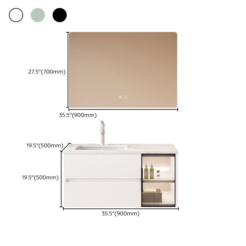 Wall Mounted Bath Vanity Mirror Single Sink Rectangular Bathroom Vanity with 2 Drawers Clearhalo 'Bathroom Remodel & Bathroom Fixtures' 'Bathroom Vanities' 'bathroom_vanities' 'Home Improvement' 'home_improvement' 'home_improvement_bathroom_vanities' 1200x1200_bc221f17-f87f-4868-ba4c-7ed37170b4c5