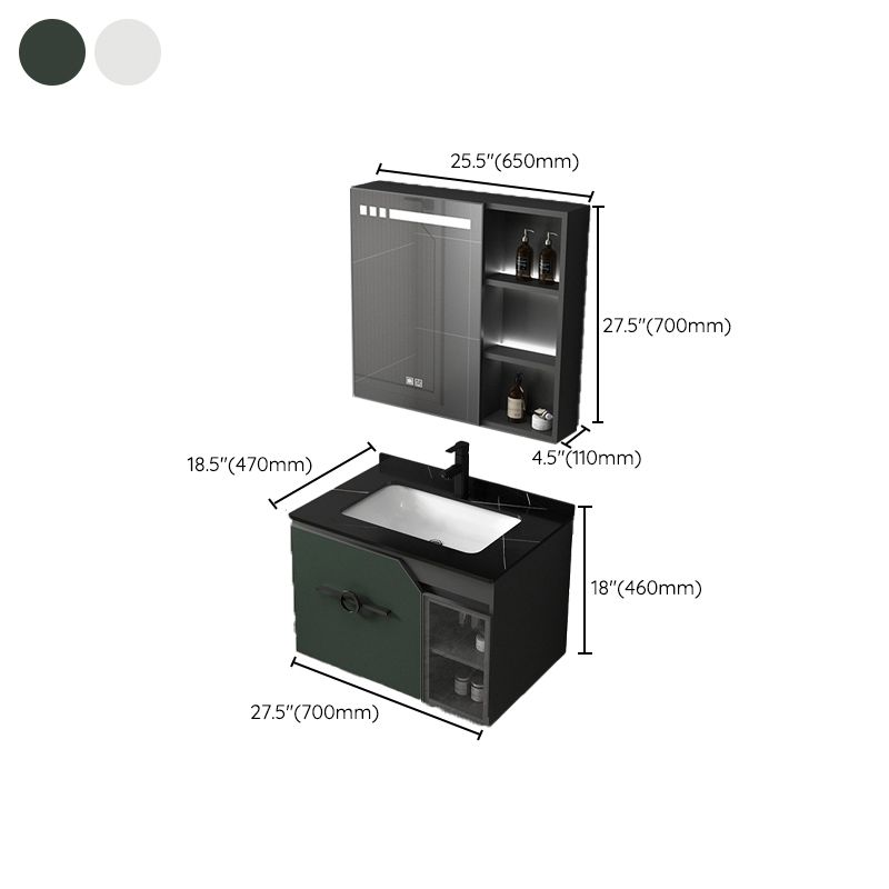 Metal Frame Bath Vanity Mirror Rectangle Wall Mount Single Sink Bathroom Vanity Set Clearhalo 'Bathroom Remodel & Bathroom Fixtures' 'Bathroom Vanities' 'bathroom_vanities' 'Home Improvement' 'home_improvement' 'home_improvement_bathroom_vanities' 1200x1200_bc2e1f59-2089-4eb8-88e6-cd22a38c0ddc