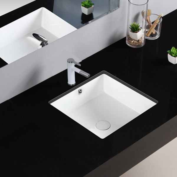 Modern Bathroom Sink Square Ceramic 1-Hole Overflow Sink with Faucet Clearhalo 'Bathroom Remodel & Bathroom Fixtures' 'Bathroom Sinks & Faucet Components' 'Bathroom Sinks' 'bathroom_sink' 'Home Improvement' 'home_improvement' 'home_improvement_bathroom_sink' 1200x1200_bc2e70d3-b6e3-4208-83b2-8fc8352ef77e