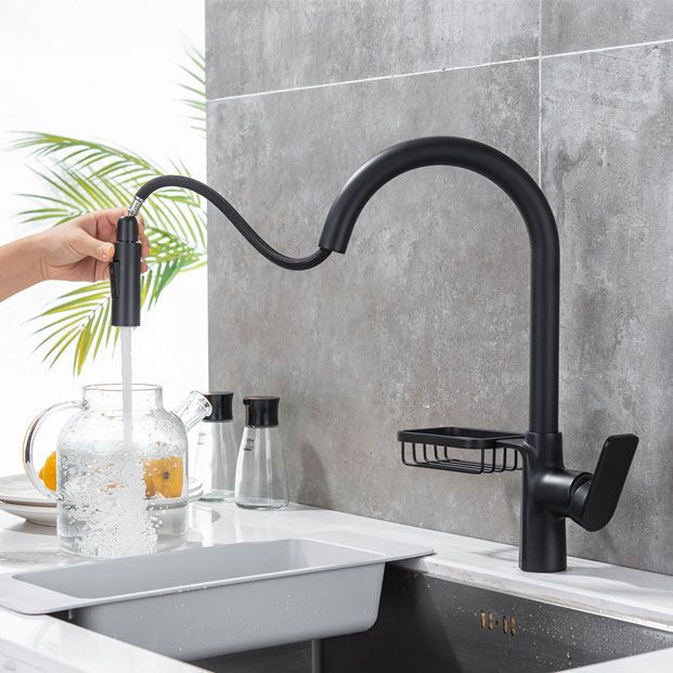 Modern Pull down Standard Kitchen Faucet Single Handle Faucet with Pull out Sprayer Clearhalo 'Home Improvement' 'home_improvement' 'home_improvement_kitchen_faucets' 'Kitchen Faucets' 'Kitchen Remodel & Kitchen Fixtures' 'Kitchen Sinks & Faucet Components' 'kitchen_faucets' 1200x1200_bc4804c9-ca57-46d9-aab0-a8f225b86e95