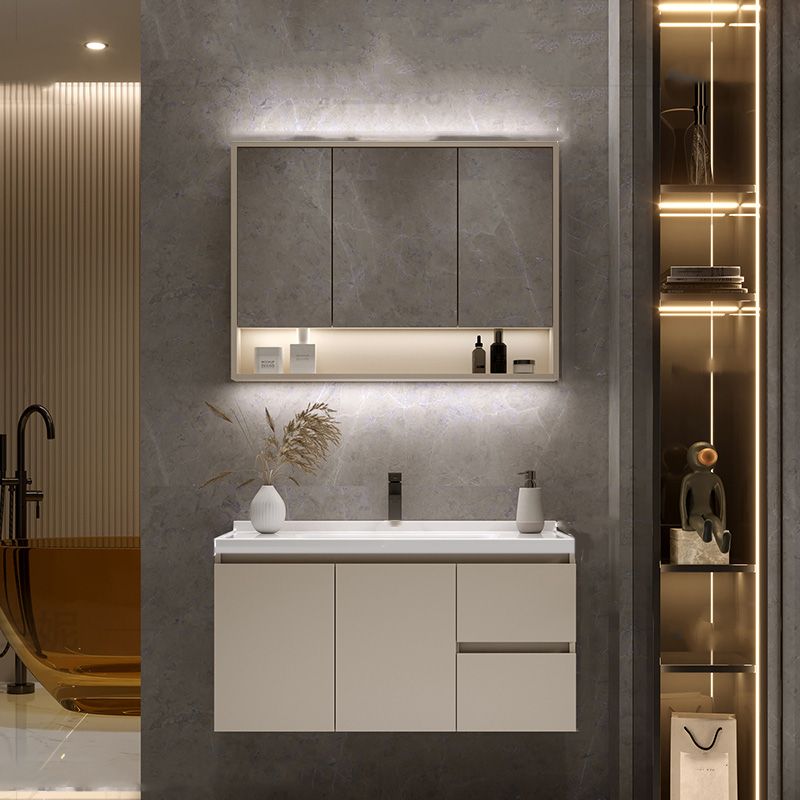 White Solid Wood Rectangular Modern Wall Mount Bathroom Vanity Set Clearhalo 'Bathroom Remodel & Bathroom Fixtures' 'Bathroom Vanities' 'bathroom_vanities' 'Home Improvement' 'home_improvement' 'home_improvement_bathroom_vanities' 1200x1200_bc68a318-02a0-4e06-bde6-55102683ecec