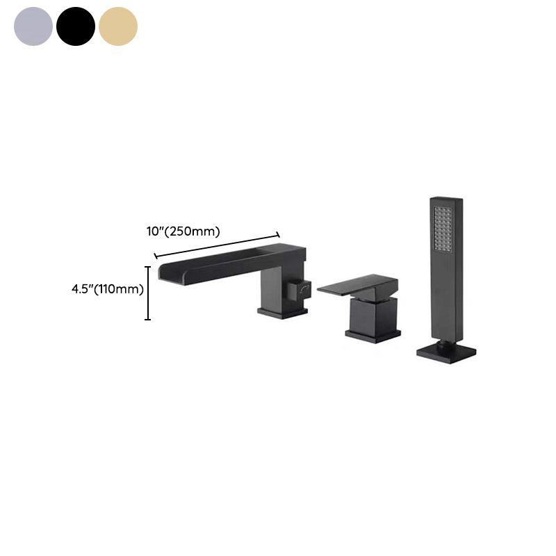 Modern Swivel Bathroom Faucet Low Arc Deck Mounted Bathtub Faucet Clearhalo 'Bathroom Remodel & Bathroom Fixtures' 'Bathtub Faucets' 'bathtub_faucets' 'Home Improvement' 'home_improvement' 'home_improvement_bathtub_faucets' 1200x1200_bc803e1b-955e-46a5-86a7-c26a41f2e3e5