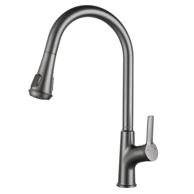Contemporary Single Handle Kitchen Faucet Pull-down Desk-mounted Faucet Clearhalo 'Home Improvement' 'home_improvement' 'home_improvement_kitchen_faucets' 'Kitchen Faucets' 'Kitchen Remodel & Kitchen Fixtures' 'Kitchen Sinks & Faucet Components' 'kitchen_faucets' 1200x1200_bc813cad-aa94-474f-b6df-9b129e5bc126