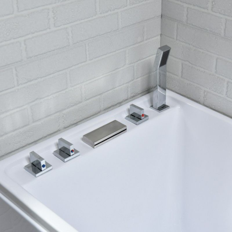 Modern Stand Alone White Bath Acrylic Rectangular Soaking Bathtub Clearhalo 'Bathroom Remodel & Bathroom Fixtures' 'Bathtubs' 'Home Improvement' 'home_improvement' 'home_improvement_bathtubs' 'Showers & Bathtubs' 1200x1200_bc9c21fe-9ed2-4b27-95c6-c5b7f4bbe246