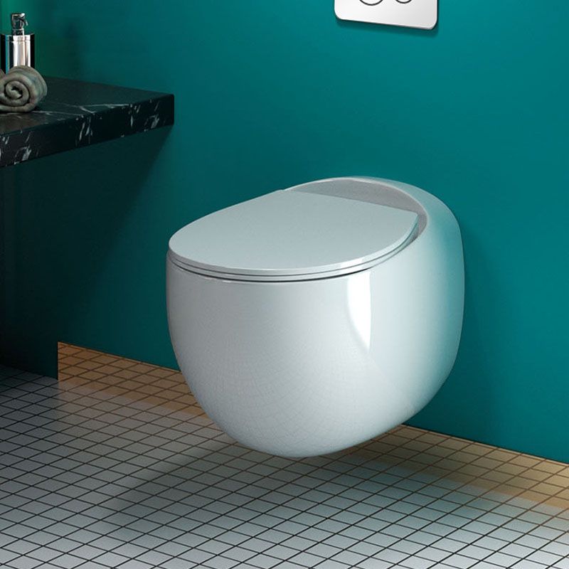 Wall-mounted Round Hanging Toilet Soft-Close Seat Toilet with Glazed Surface Clearhalo 'Bathroom Remodel & Bathroom Fixtures' 'Home Improvement' 'home_improvement' 'home_improvement_toilets' 'Toilets & Bidets' 'Toilets' 1200x1200_bcb09ba8-467b-491a-9e3b-27a64fa63448