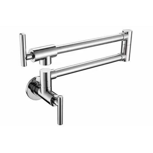 Contemporary Pot Filler Double Handle Pot Filler Kitchen Faucet in Sliver Clearhalo 'Home Improvement' 'home_improvement' 'home_improvement_kitchen_faucets' 'Kitchen Faucets' 'Kitchen Remodel & Kitchen Fixtures' 'Kitchen Sinks & Faucet Components' 'kitchen_faucets' 1200x1200_bcb78304-57ff-4553-a523-18660464262e