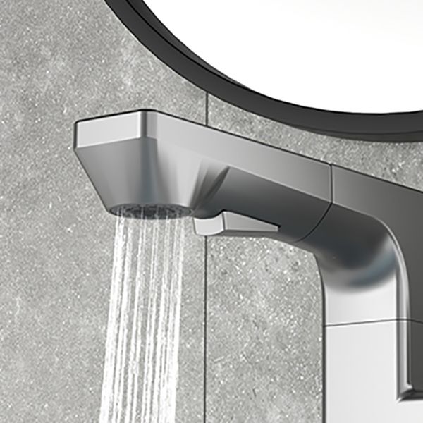 Modern Lever Handles Sink Faucet With Digital Display Square Brass Bathroom Sink Faucet Clearhalo 'Bathroom Remodel & Bathroom Fixtures' 'Bathroom Sink Faucets' 'Bathroom Sinks & Faucet Components' 'bathroom_sink_faucets' 'Home Improvement' 'home_improvement' 'home_improvement_bathroom_sink_faucets' 1200x1200_bcbe8c7d-61ce-435a-b5c2-dca51f950002