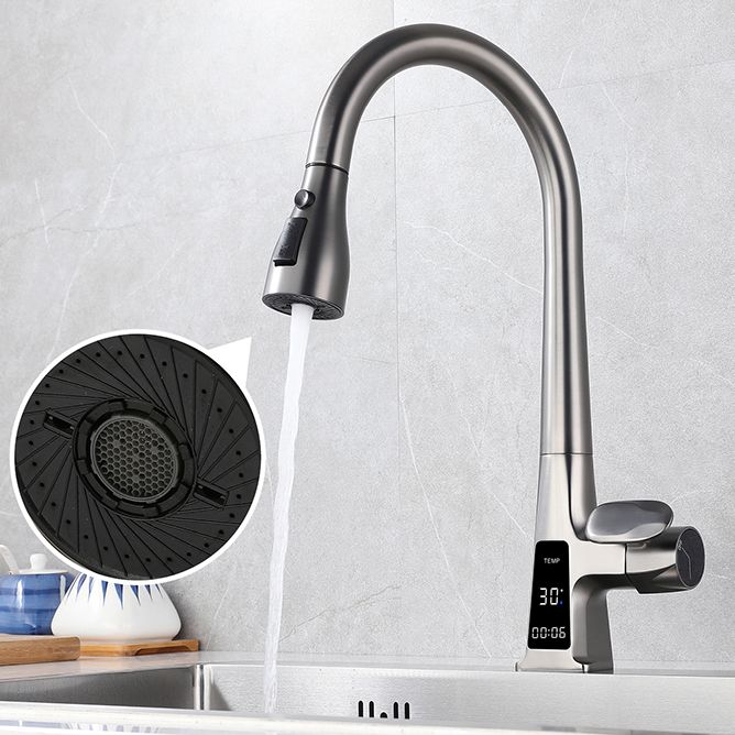 Modern Style Kitchen Faucet Gooseneck Copper Knob Handle Kitchen Faucet Clearhalo 'Home Improvement' 'home_improvement' 'home_improvement_kitchen_faucets' 'Kitchen Faucets' 'Kitchen Remodel & Kitchen Fixtures' 'Kitchen Sinks & Faucet Components' 'kitchen_faucets' 1200x1200_bccbdbe8-ce4d-4735-9238-f93f3e371fd4