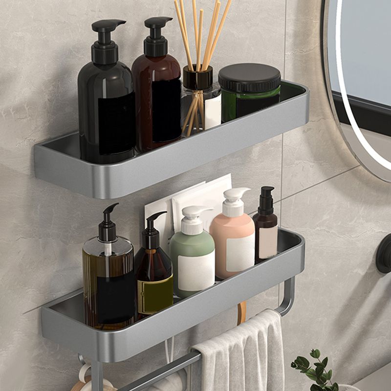 Modern Grey 2-Piece Bathroom Accessory Set, Matte Grey, Bath Shelf Clearhalo 'Bathroom Hardware Sets' 'Bathroom Hardware' 'Bathroom Remodel & Bathroom Fixtures' 'bathroom_hardware_sets' 'Home Improvement' 'home_improvement' 'home_improvement_bathroom_hardware_sets' 1200x1200_bccedad1-f839-4885-94b4-c668520d00b3
