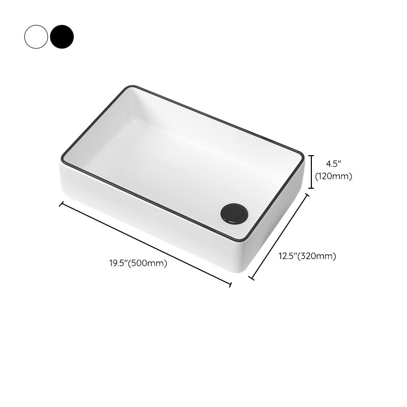 Contemporary Bathroom Sink Pop-Up Drain Porcelain Rectangular Vessel Sink Clearhalo 'Bathroom Remodel & Bathroom Fixtures' 'Bathroom Sinks & Faucet Components' 'Bathroom Sinks' 'bathroom_sink' 'Home Improvement' 'home_improvement' 'home_improvement_bathroom_sink' 1200x1200_bcd6d10f-58aa-478e-9f5a-6327e7402c42