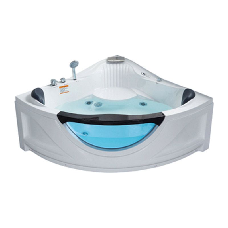 Contemporary Acrylic Corner Bath Tub White Tub with Internal Drain Clearhalo 'Bathroom Remodel & Bathroom Fixtures' 'Bathtubs' 'Home Improvement' 'home_improvement' 'home_improvement_bathtubs' 'Showers & Bathtubs' 1200x1200_bcedffbe-4a74-42e1-84da-270abbc61aba