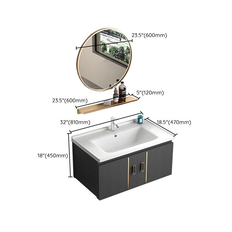 Rectangular Bathroom Vanity Modern Black Single-Sink Wall Mount Vanity Set Clearhalo 'Bathroom Remodel & Bathroom Fixtures' 'Bathroom Vanities' 'bathroom_vanities' 'Home Improvement' 'home_improvement' 'home_improvement_bathroom_vanities' 1200x1200_bcf58ebc-a8d7-47ab-acff-712ba868d471