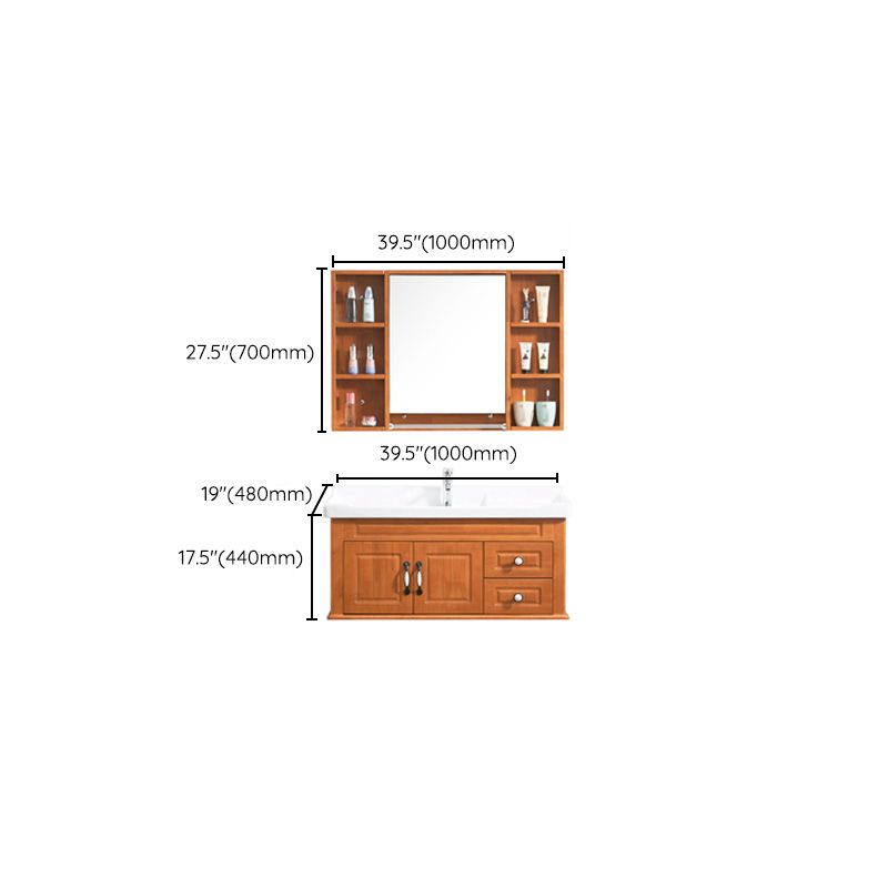 Mid Century Modern Sink Vanity Wood Wall Mount Bathroom Vanity with Mirror Clearhalo 'Bathroom Remodel & Bathroom Fixtures' 'Bathroom Vanities' 'bathroom_vanities' 'Home Improvement' 'home_improvement' 'home_improvement_bathroom_vanities' 1200x1200_bcf5b838-123a-4b82-9450-32e6e89198b9