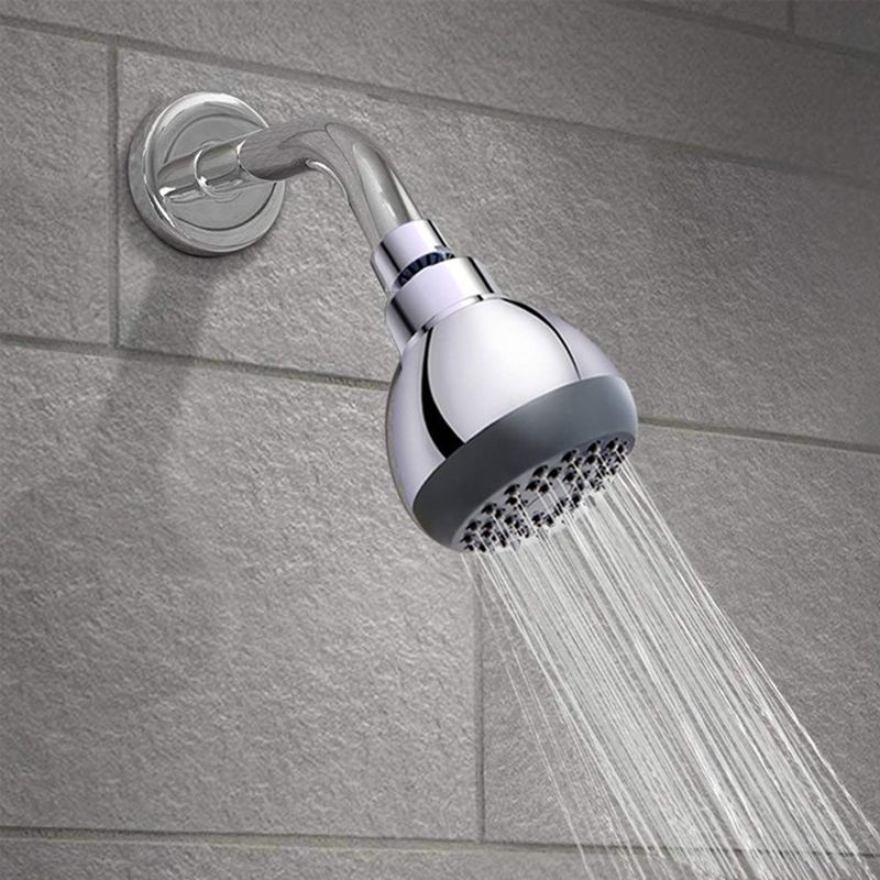 Silver Round Showerhead Standard Spray Pattern Wall-Mount Showerhead Clearhalo 'Bathroom Remodel & Bathroom Fixtures' 'Home Improvement' 'home_improvement' 'home_improvement_shower_heads' 'Shower Heads' 'shower_heads' 'Showers & Bathtubs Plumbing' 'Showers & Bathtubs' 1200x1200_bd019849-8567-4ed8-8d08-f326de5ffbb5