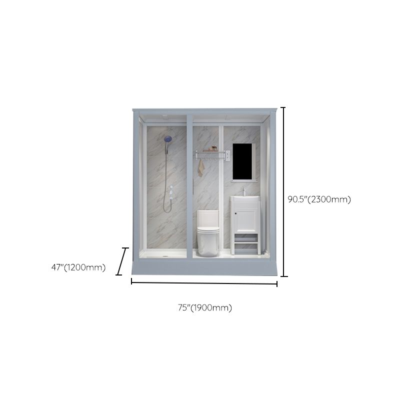 Contemporary Shower Stall Clear Framed Single Sliding Shower Stall with Ceiling Clearhalo 'Bathroom Remodel & Bathroom Fixtures' 'Home Improvement' 'home_improvement' 'home_improvement_shower_stalls_enclosures' 'Shower Stalls & Enclosures' 'shower_stalls_enclosures' 'Showers & Bathtubs' 1200x1200_bd02a24c-0de9-4203-86df-50f01319d181