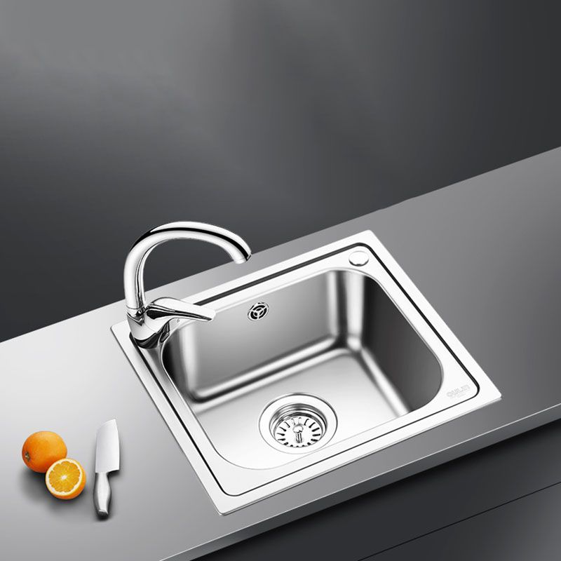 Single Bowl Kitchen Sink Stainless Steel Rectangle Sink with Drain Assembly Clearhalo 'Home Improvement' 'home_improvement' 'home_improvement_kitchen_sinks' 'Kitchen Remodel & Kitchen Fixtures' 'Kitchen Sinks & Faucet Components' 'Kitchen Sinks' 'kitchen_sinks' 1200x1200_bd1b2546-c808-421a-8e90-07fe080d47a6
