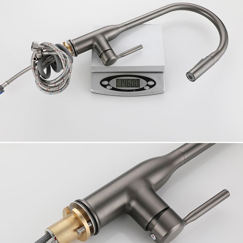 Modern Standard Kitchen Faucet Gooseneck Kitchen Faucet with One Handle Clearhalo 'Home Improvement' 'home_improvement' 'home_improvement_kitchen_faucets' 'Kitchen Faucets' 'Kitchen Remodel & Kitchen Fixtures' 'Kitchen Sinks & Faucet Components' 'kitchen_faucets' 1200x1200_bd2adf6e-792b-4ab4-82c2-5aac90fdf0ab