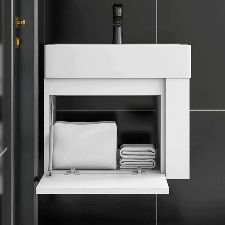 Modern White Ceramic Top Vanity Single-Sink Rectangular Wall Mount Vanity Clearhalo 'Bathroom Remodel & Bathroom Fixtures' 'Bathroom Vanities' 'bathroom_vanities' 'Home Improvement' 'home_improvement' 'home_improvement_bathroom_vanities' 1200x1200_bd31bd3e-a176-457f-9926-3a82e5dc1c16