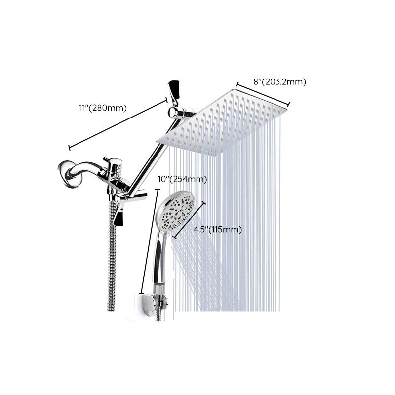 Modern Style Dual Shower Head 9-Spray Silver Wall-Mount Showerhead Clearhalo 'Bathroom Remodel & Bathroom Fixtures' 'Home Improvement' 'home_improvement' 'home_improvement_shower_heads' 'Shower Heads' 'shower_heads' 'Showers & Bathtubs Plumbing' 'Showers & Bathtubs' 1200x1200_bd470dd3-ba09-4c26-91d4-75b5eb14e65d