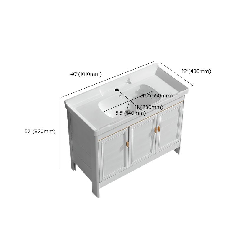 Metal Frame Vanity White 2 Doors Rectangular Single Sink Freestanding Bathroom Vanity Clearhalo 'Bathroom Remodel & Bathroom Fixtures' 'Bathroom Vanities' 'bathroom_vanities' 'Home Improvement' 'home_improvement' 'home_improvement_bathroom_vanities' 1200x1200_bd615025-d3e8-4250-8934-f3e13e9216b0