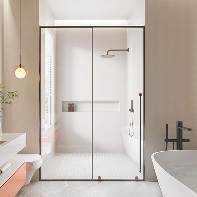 Stainless Steel Shower Doors Clear Metal Single Sliding Shower Bath Door Clearhalo 'Bathroom Remodel & Bathroom Fixtures' 'Home Improvement' 'home_improvement' 'home_improvement_shower_tub_doors' 'Shower and Tub Doors' 'shower_tub_doors' 'Showers & Bathtubs' 1200x1200_bd77a7b0-2d7a-4cc1-b8f1-137e67a07923