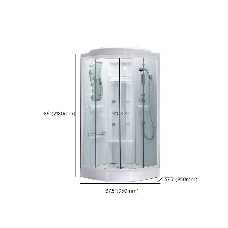 Neo-Round Shower Stall White Tempered Glass Shower Stall with Door Handles Clearhalo 'Bathroom Remodel & Bathroom Fixtures' 'Home Improvement' 'home_improvement' 'home_improvement_shower_stalls_enclosures' 'Shower Stalls & Enclosures' 'shower_stalls_enclosures' 'Showers & Bathtubs' 1200x1200_bd837514-d94e-40c4-87d2-b0a32abe6232