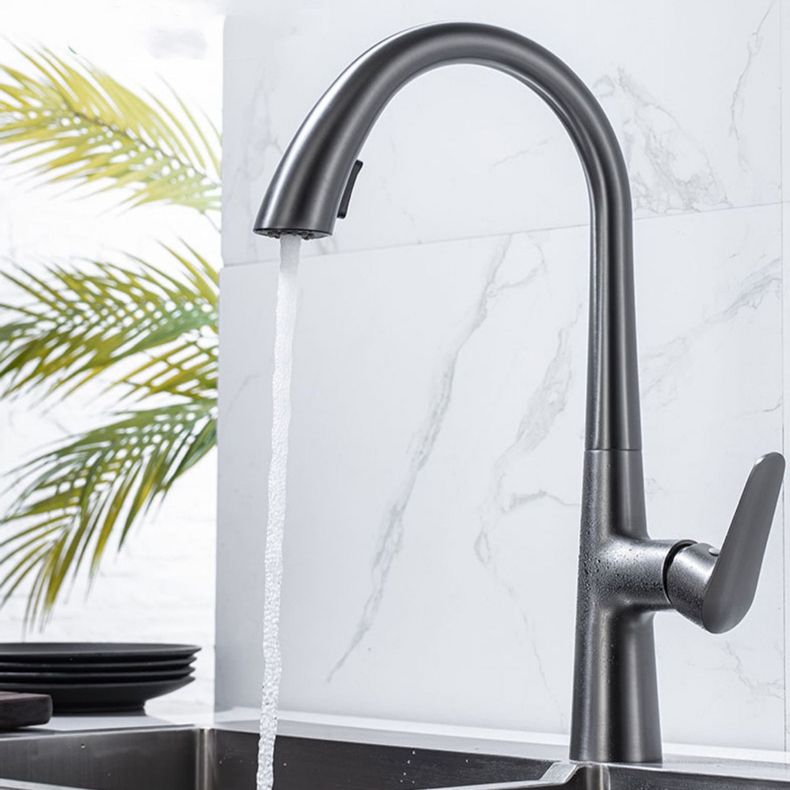 Modern Pull Down Kitchen Faucet Single Handle Faucet with Pull Out Sprayer Clearhalo 'Home Improvement' 'home_improvement' 'home_improvement_kitchen_faucets' 'Kitchen Faucets' 'Kitchen Remodel & Kitchen Fixtures' 'Kitchen Sinks & Faucet Components' 'kitchen_faucets' 1200x1200_bd8dcb25-5d9c-475c-9441-ca62f6cd8e51