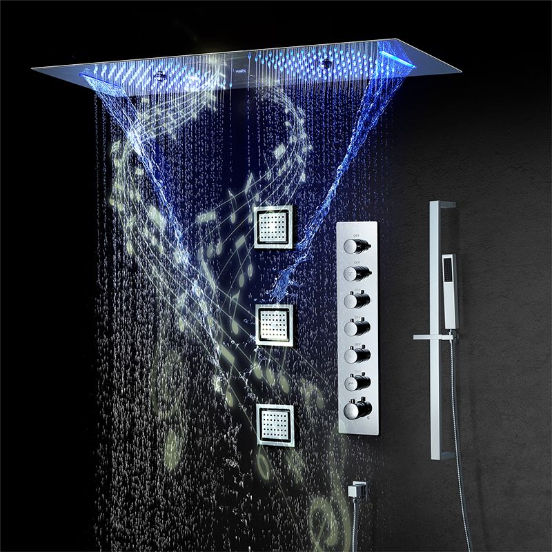 Modern Shower Head Combo Brass Temperature Control with Body Jets Shower System Clearhalo 'Bathroom Remodel & Bathroom Fixtures' 'Home Improvement' 'home_improvement' 'home_improvement_shower_faucets' 'Shower Faucets & Systems' 'shower_faucets' 'Showers & Bathtubs Plumbing' 'Showers & Bathtubs' 1200x1200_be0002a6-31a0-466c-bcd6-06f45839112d